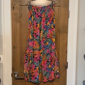 Sand and Shore Beach Pants Womens M Wide leg Flowey Tropical Vacation Resortwear